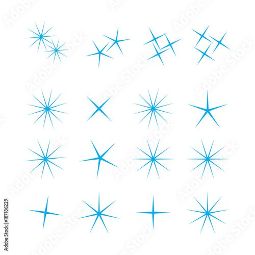 Sparkle lights stars set. Bright firework, decoration twinkle, shiny flash