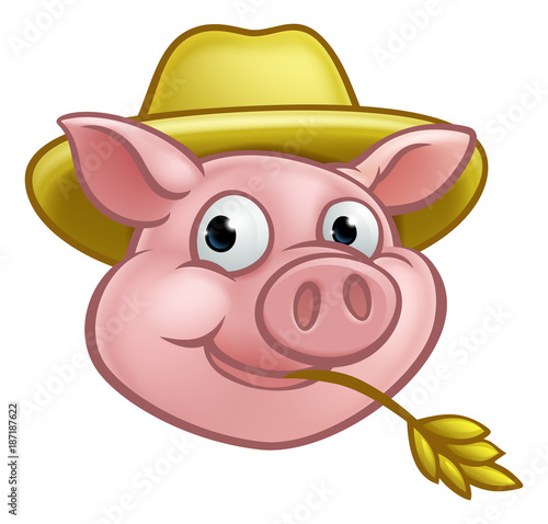 Straw Pig Cartoon Character
