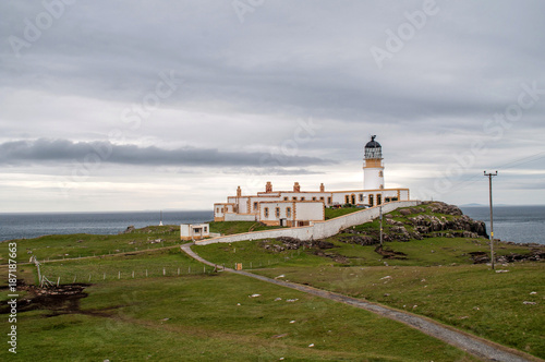 Lighthouse on the cliff of Neist Point in Scotland