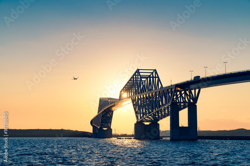 Photography Tokyo landmark , Tokyo Gate Bridge in Tokyo Japan Sunset panorama