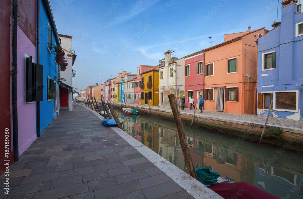 VENICE (VENEZIA) ITALY, OCTOBER 17, 2017 - View of Burano island, a small island inside Venice area, famous for lace making and its colorful houses