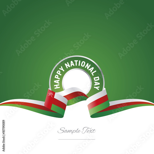 National Day Oman flag ribbon color label logo icon