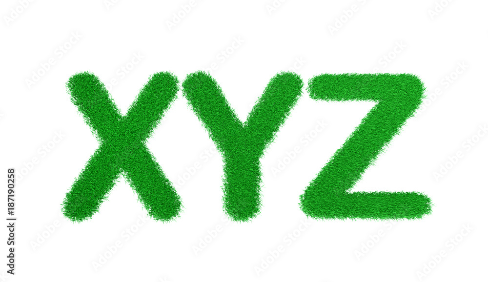 3d rendering XYZ letters of green grass alphabet isolated on white background 3d rendering XYZ letters of green grass alphabet isolated on white background