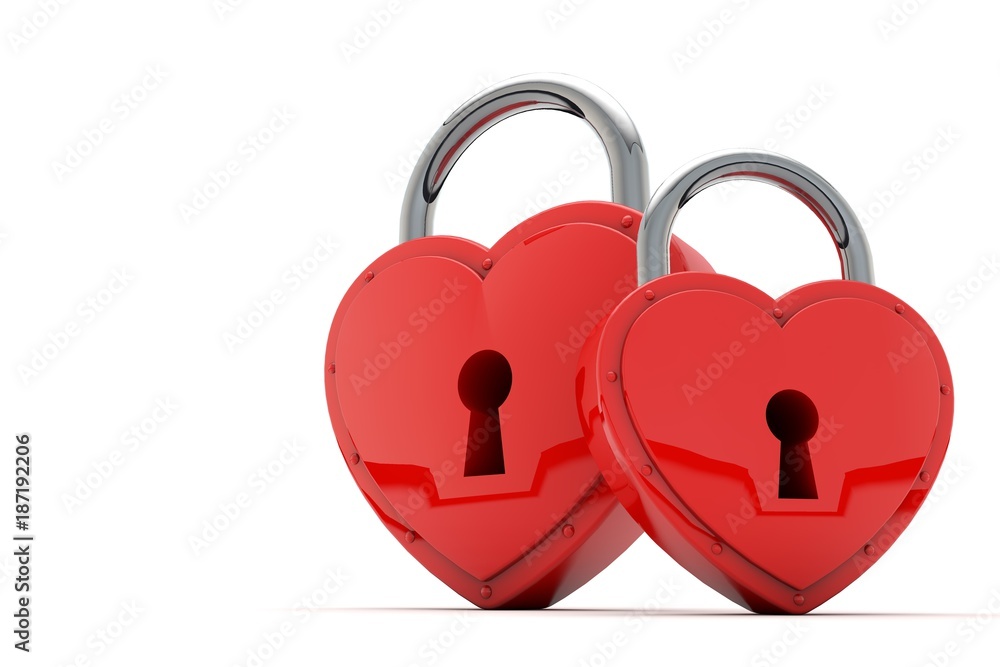 Heart shaped padlock. Valentines day love concept. 3D Rendering Heart shaped padlock. Valentines day love concept. 3D Rendering