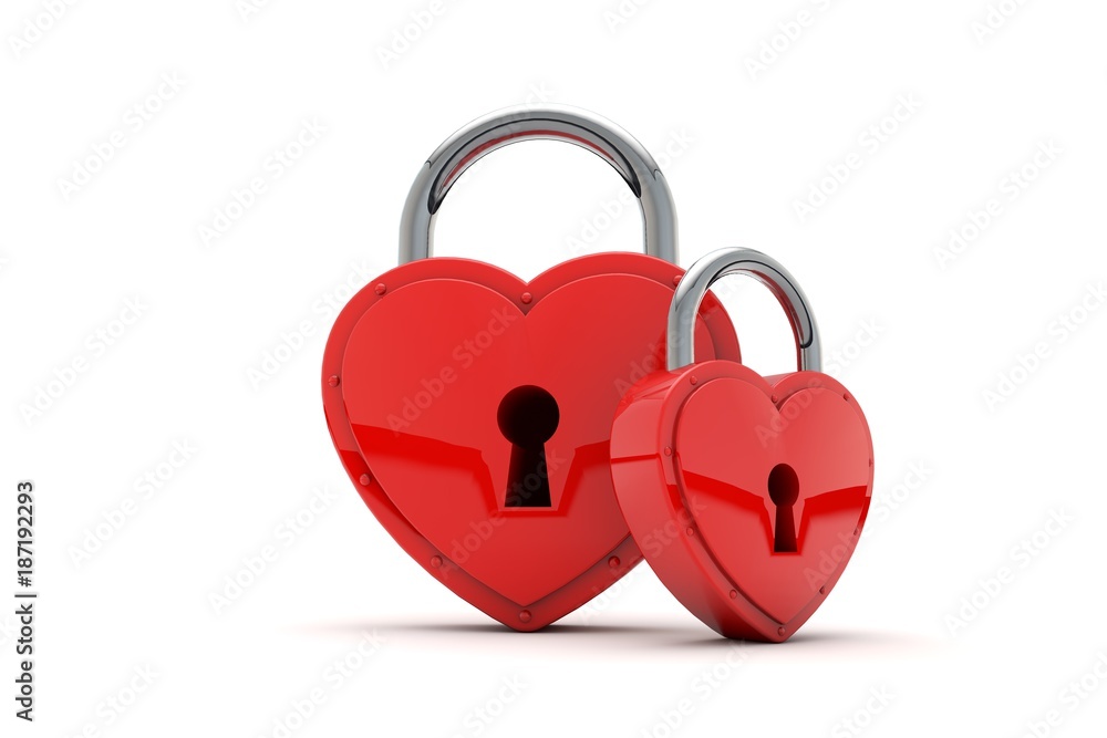 Heart shaped padlock. Valentines day love concept. 3D Rendering Heart shaped padlock. Valentines day love concept. 3D Rendering