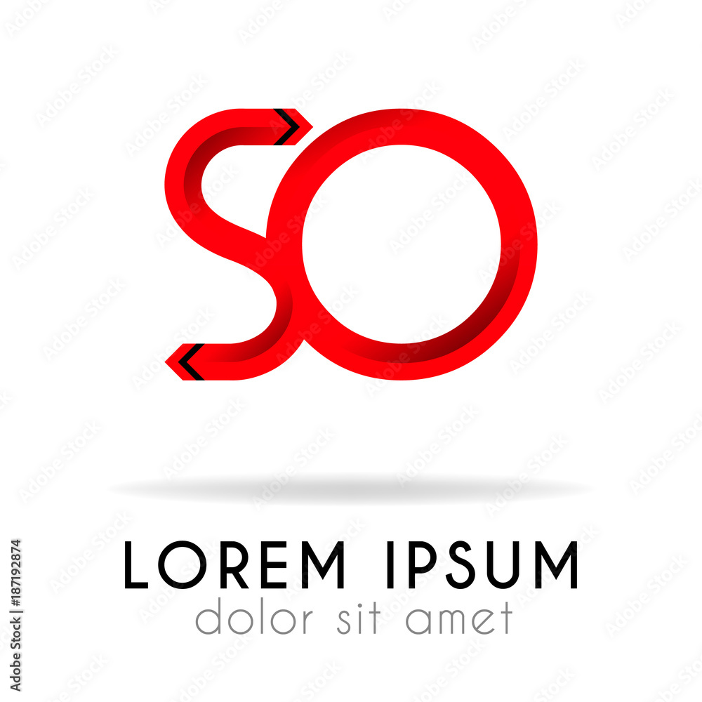ribbon logo in dark red gradation with SO Letter