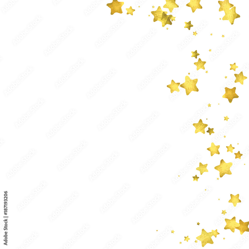 Star confetti. Gold random confetti background