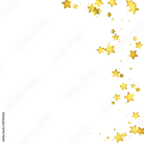 Star confetti. Gold random confetti background