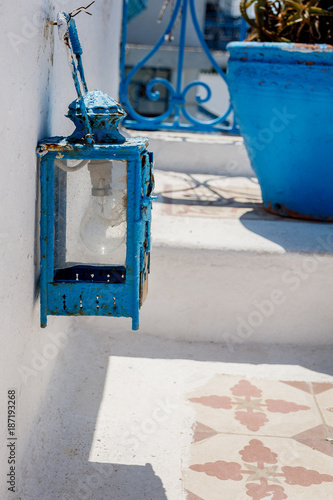 old, vintage, blue, lantern. Close-up © Natalia Timchenko