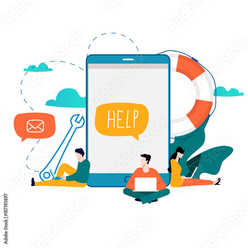 Customer service, customer assistance flat vector illustration. Technical support, online help concept for web banner, business presentation, advertising material