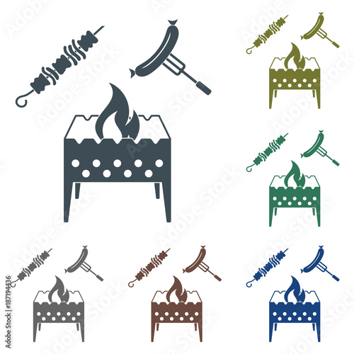 Brazier, kebab and sausage icon