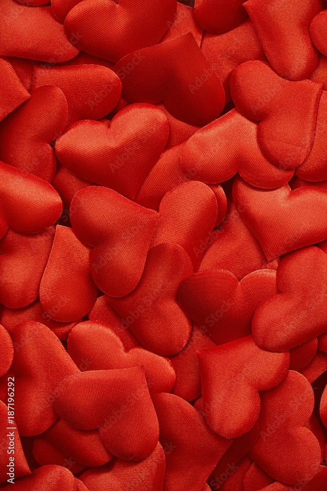 romantic background with red silk hearts romantic background with red silk hearts