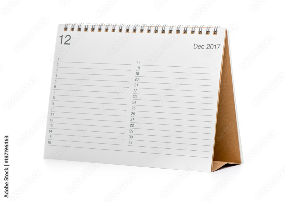 December 2017 minimal desk calendar isolated December 2017 minimal desk calendar isolated