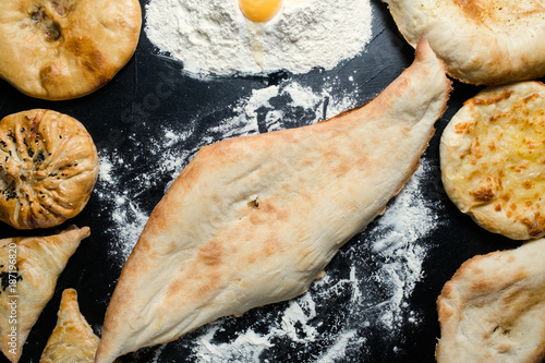 food lavash bread. National Armenian dish. Ethnic kitchen meals concept photo