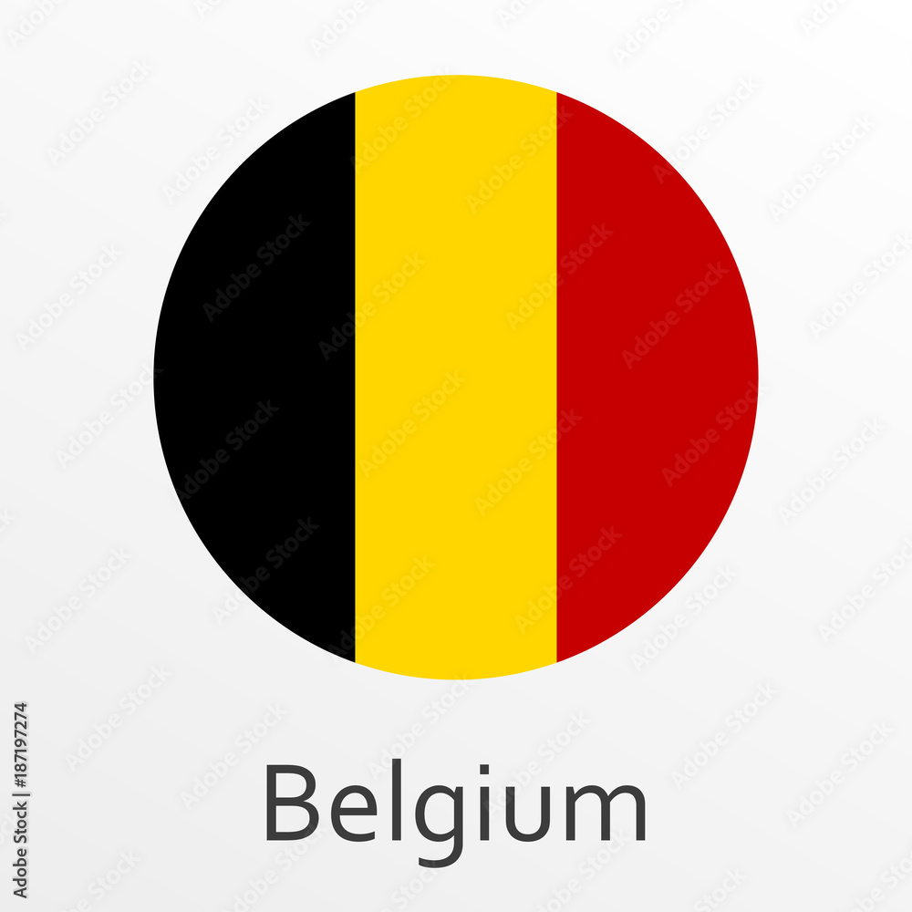 Fototapeta premium Flag of Belgium round icon, badge or button. Belgian national symbol. Vector illustration.