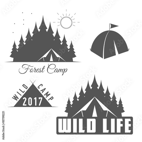 Fototapeta Naklejka Na Ścianę i Meble -  Wild Life - Forest Camp - Scout Club Vector Emblem