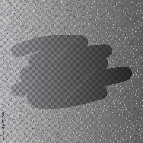 Realistic steam with droplets of condensate on the glass, transparent effect