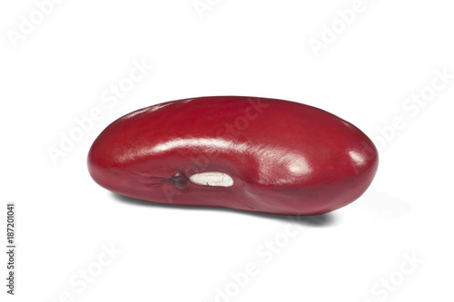 One bean of a red bean on a white background