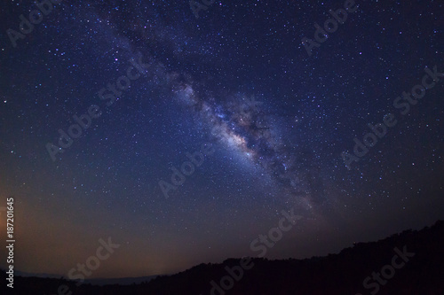 Night photography in Phitsanulok. Milky way galaxy with stars and space dust in the universe