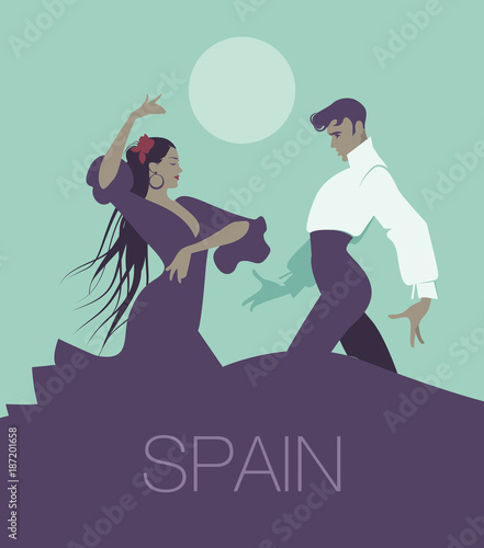 Couple of flamenco dancers dancing 