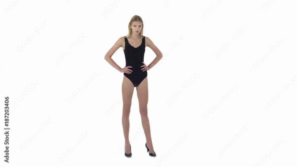 Fashion girl model posing on white background Fashion girl model posing on white background