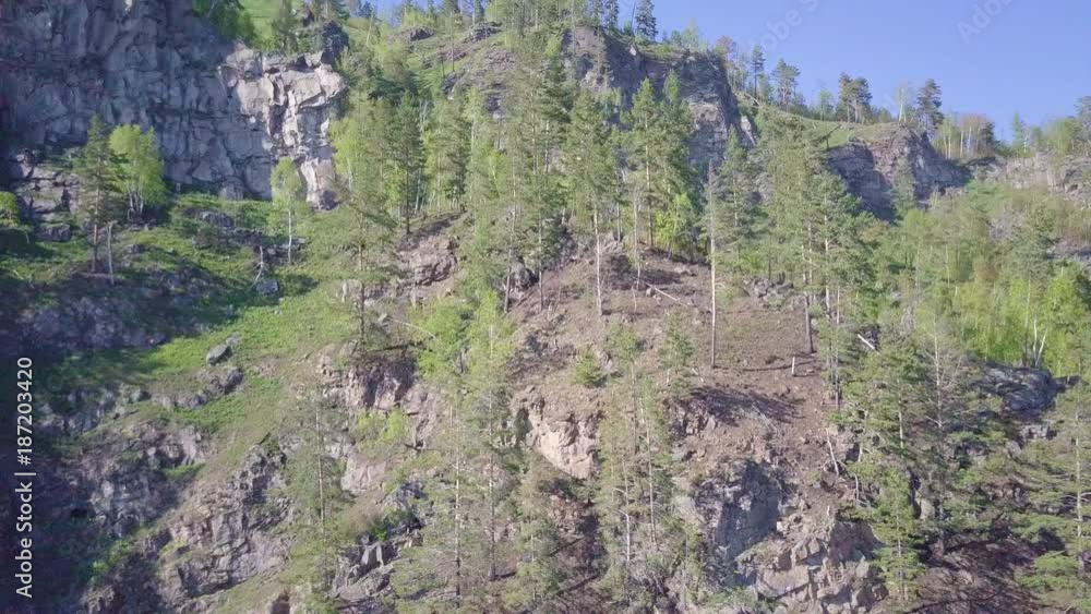 ProRes. Baikal lake shore and rocks from aerial view. Landscape. ProRes. Baikal lake shore and rocks from aerial view. Landscape.