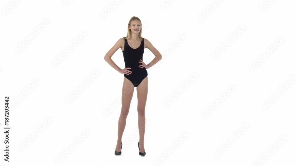 Fashion girl model posing on white background Fashion girl model posing on white background