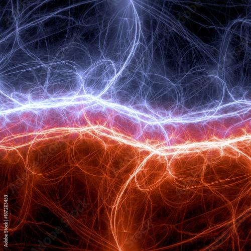 Fire and ice plasma and energy electrical lightning background