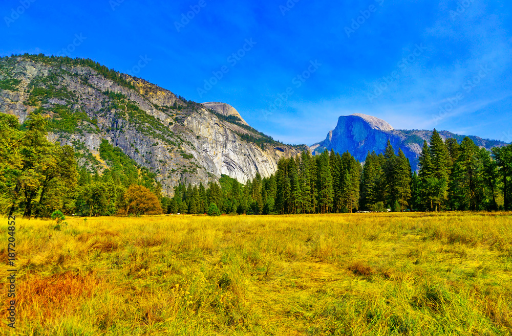 View from Yosemite Valley in Yosemite National Park in autumn.