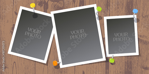 Collage of photo frames, scrapbook vector illustration, background