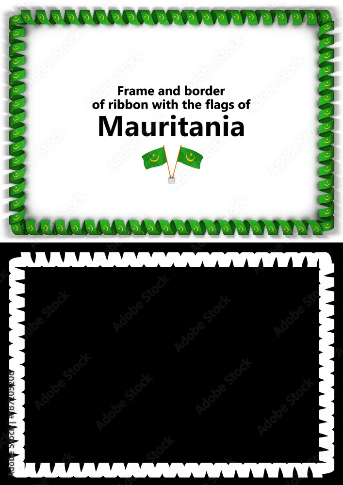 Frame and border of ribbon with the Malta flag for diplomas, congratulations, certificates. Alpha channel. 3d illustration