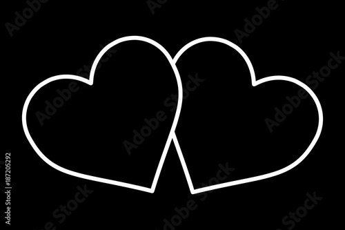 Two hearts - white pattern on a black background