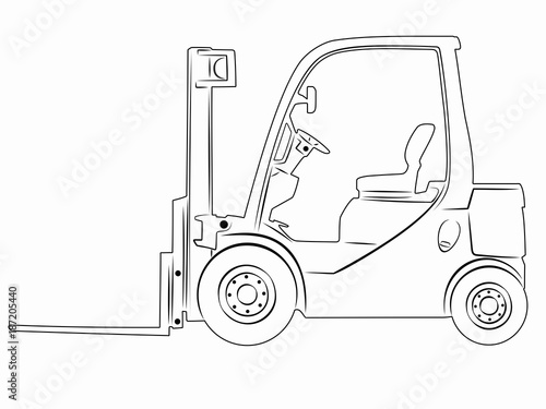 illustration of a forklift. vector drawing