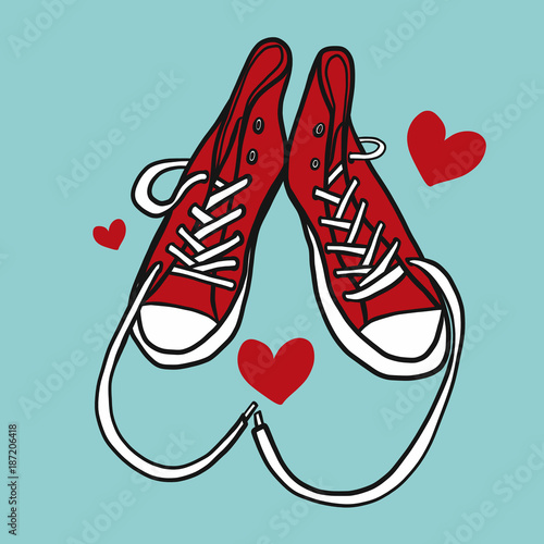 Love sneaker shoe cartoon vector illustration