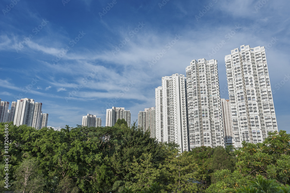 Highrise residential building in Hong Kong city