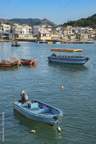 Idyllic landscape of fisherfolks village Sok Kwu Wan on Lamma Island in Hong Kong
