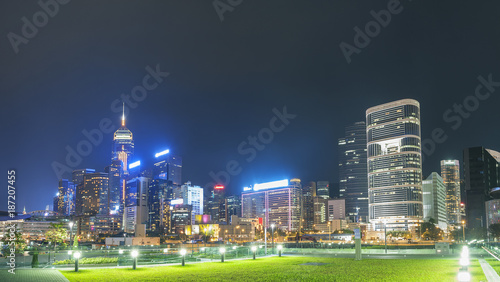 Photography Skyline of Hong Kong City at night