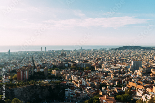 Summer view of Barcelona city from Santa Maria del mar. Catalonia, Spain © alexxx068