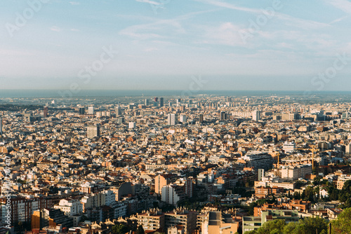 Summer view of Barcelona city from Santa Maria del mar. Catalonia, Spain photo