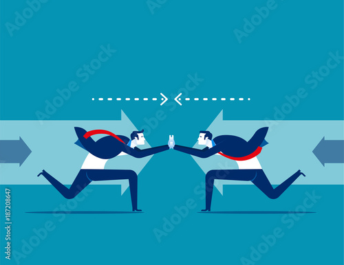 Competition. Business people and conflict in office. Concept business vector illustration. Flat design style.