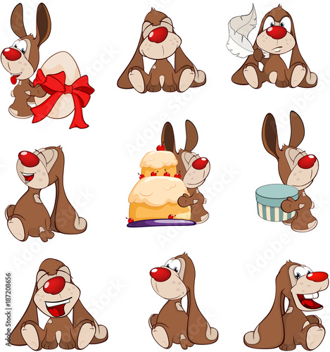 Set of Cartoon Illustration. A Cute Rabbits for you Design
