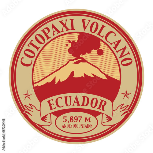 Stamp with words Cotopaxi Volcano, Ecuador