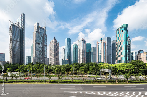 Shanghai Lujiazui and urban road,China