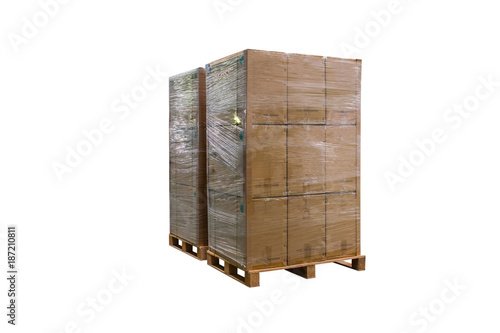 Cardboard boxes on wooden palette