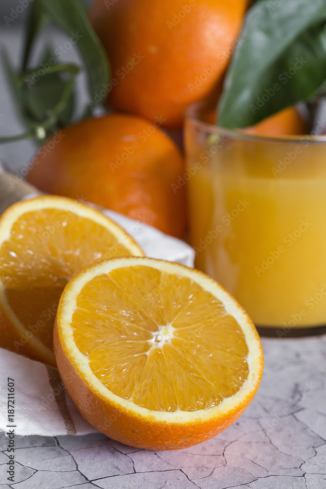 Fresh orange juice in glass cup Fresh orange juice in glass cup