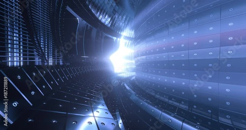 Fusion reactor working.Plasma. Tokamak. Reaction chamber. Fusion power. Seamless loop 4k 8k High quality realistic animation  photo