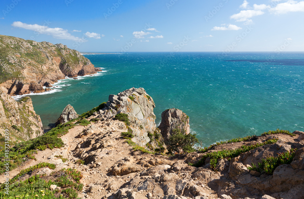 view over Atlantic ocean coast, Cabo da Roca, Portugal