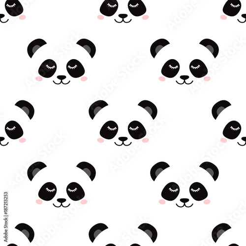 Fototapeta Naklejka Na Ścianę i Meble -  Sleepy panda face pattern