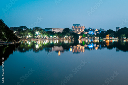 Sword Lake at night, Hanoi. Vietnam © Luis