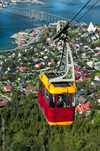 Cable car above Tromso city, Norway photo